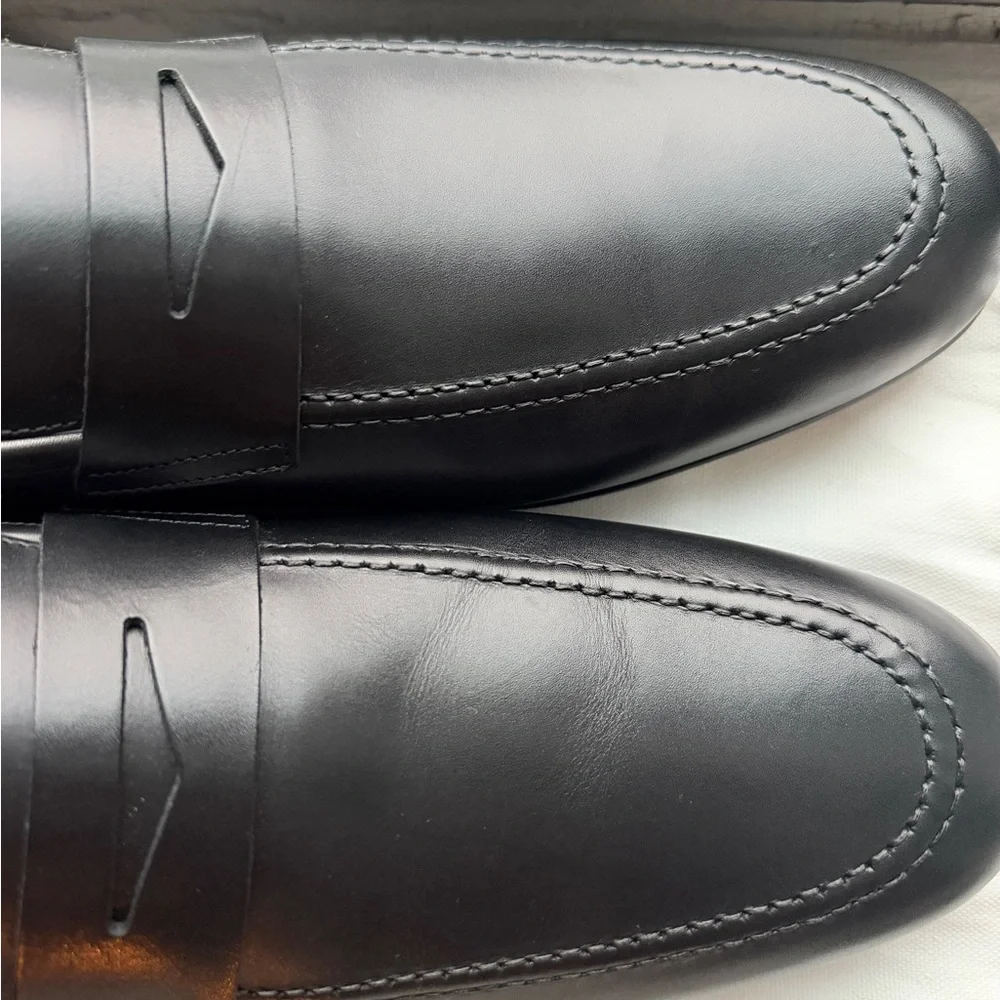 To Boot Black Leather Penny Loafers - Men's Slip-Ons